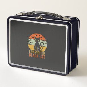 Zwarte Kat Halloween Retro Zonsondergang Design