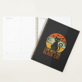 Zwarte Kat Halloween Retro Zonsondergang Ontwerp Planner (Display)