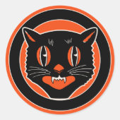  zwarte kat Halloween Ronde Sticker (Voorkant)
