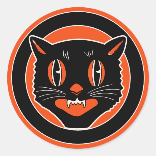 zwarte kat Halloween Ronde Sticker (Voorkant)