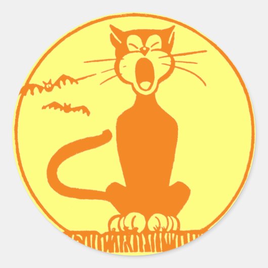 zwarte kat Halloween Ronde Sticker (Voorkant)