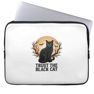 Zwarte Kat Halloween Shirt Vintage Griezeldonker M Laptop Sleeve