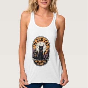 Zwarte Kat Halloween Shirt Vintage Middernacht Cha