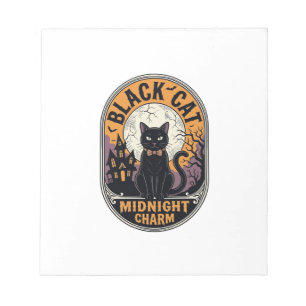 Zwarte Kat Halloween Shirt Vintage Middernacht Cha Notitieblok