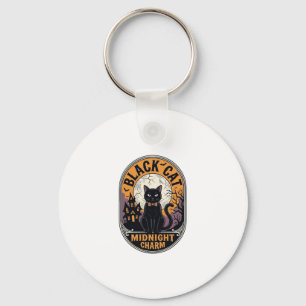Zwarte Kat Halloween Shirt Vintage Middernacht Cha Sleutelhanger