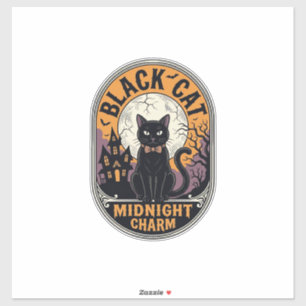 Zwarte Kat Halloween Shirt Vintage Middernacht Cha Sticker