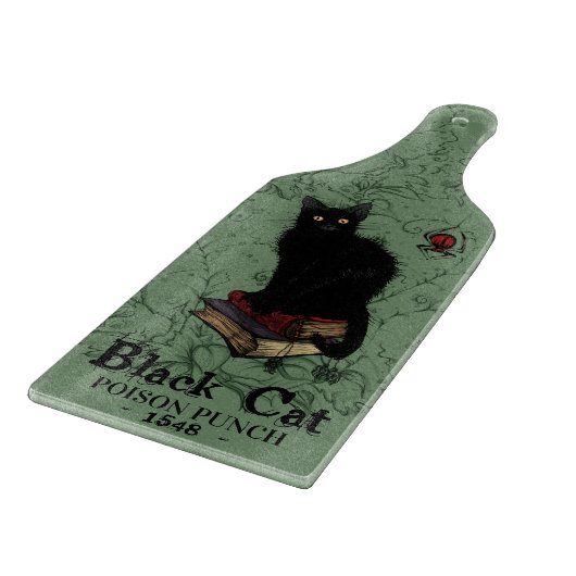Zwarte Kat Halloween Snijplank (Hoek)