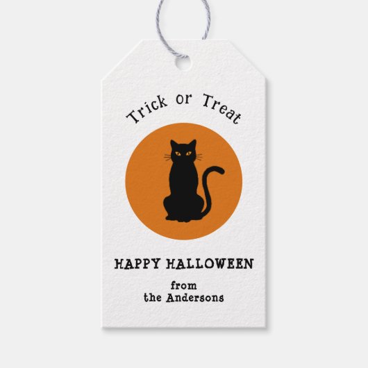 Zwarte Kat Halloween Snoep of Leugens Favoriet Cad Cadeaulabel (Voorkant)