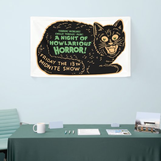  zwarte kat Halloween Spandoek (Beurs)