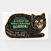  zwarte kat Halloween Spandoek (Horizontaal)