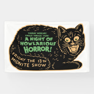 zwarte kat Halloween Spandoek