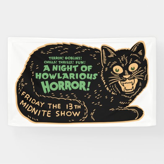  zwarte kat Halloween Spandoek (Horizontaal)