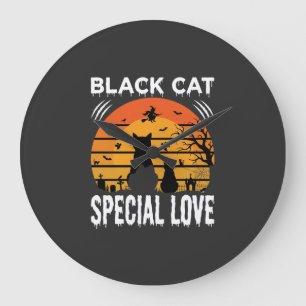 Zwarte Kat Halloween Speciale Liefde Gotisch Ontwe Grote Klok