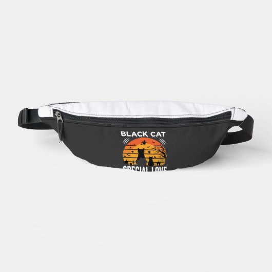 Zwarte Kat Halloween Speciale Liefde Gotisch Ontwe Heuptasje (Voorkant)
