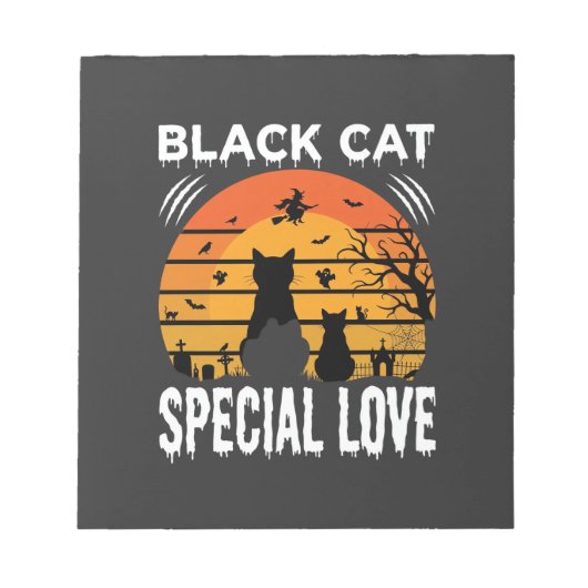 Zwarte Kat Halloween Speciale Liefde Gotisch Ontwe Notitieblok (Voorkant)