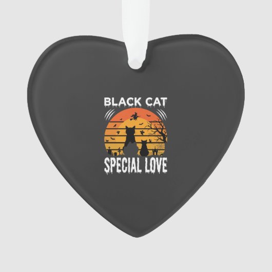 Zwarte Kat Halloween Speciale Liefde Gotisch Ontwe Ornament (voorkant)