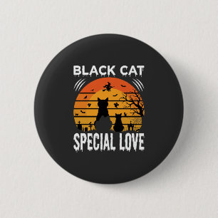 Zwarte Kat Halloween Speciale Liefde Gotisch Ontwe Ronde Button 5,7 Cm
