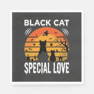 Zwarte Kat Halloween Speciale Liefde Gotisch Ontwe Servet