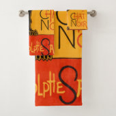 Zwarte Kat  Halloween Steinlen Poster Bad Handdoek (Insitu)