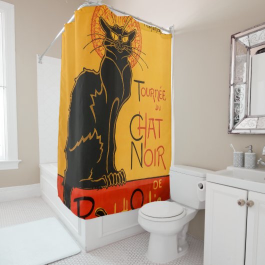 Zwarte Kat  Halloween Steinlen Poster Douchegordijn (In situ)