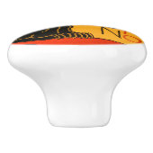 Zwarte Kat Halloween Steinlen Poster Keramische Knop (Zijkant)