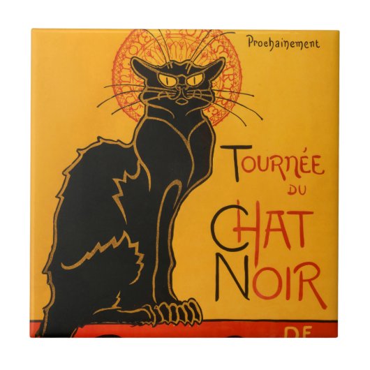 Zwarte Kat  Halloween Steinlen Poster Tegeltje (Voorkant)
