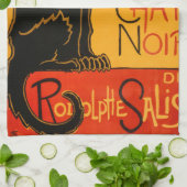 Zwarte Kat Halloween Steinlen Poster Theedoek (Gevouwen)