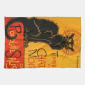 Zwarte Kat Halloween Steinlen Poster Theedoek (Horizontaal)