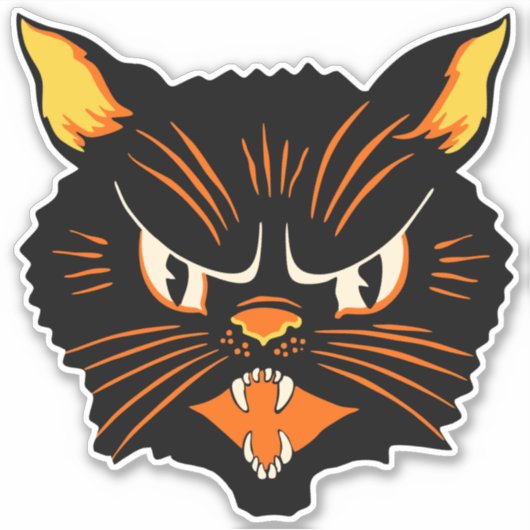 zwarte kat Halloween Sticker (Voorkant)