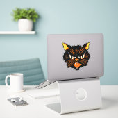 zwarte kat Halloween Sticker (Laptop op bureau)