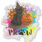  zwarte kat Halloween Sticker (Voorkant)