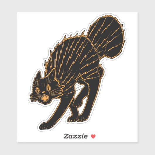  zwarte kat Halloween Sticker (Vel)