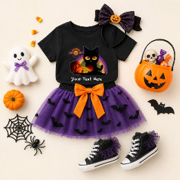 Zwarte Kat Halloween T-Shirt