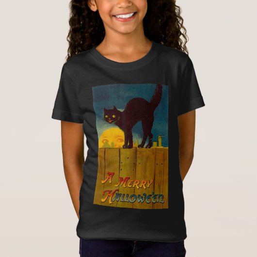  zwarte kat Halloween T-shirt (Voorkant)