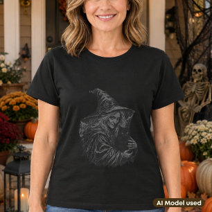 Zwarte Kat Halloween T-shirt voor heksige kattenli
