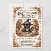 Zwarte Kat Halloween Thee Feest Uitnodiging 2026 P (Voorkant)