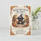 Zwarte Kat Halloween Thee Feest Uitnodiging 2026 P (Staand voorkant)