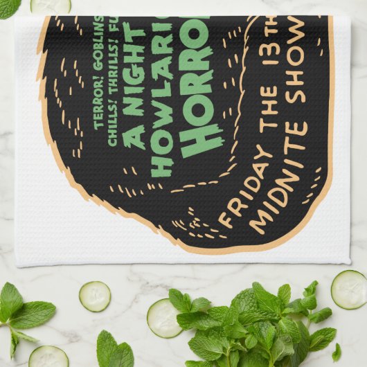 zwarte kat Halloween Theedoek (Gevouwen)