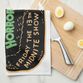 zwarte kat Halloween Theedoek (Quarter Fold)