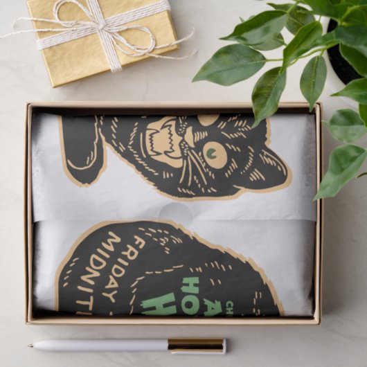 zwarte kat Halloween Tissuepapier (Geschenk)