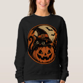 Zwarte kat Halloween Trui (Voorkant)