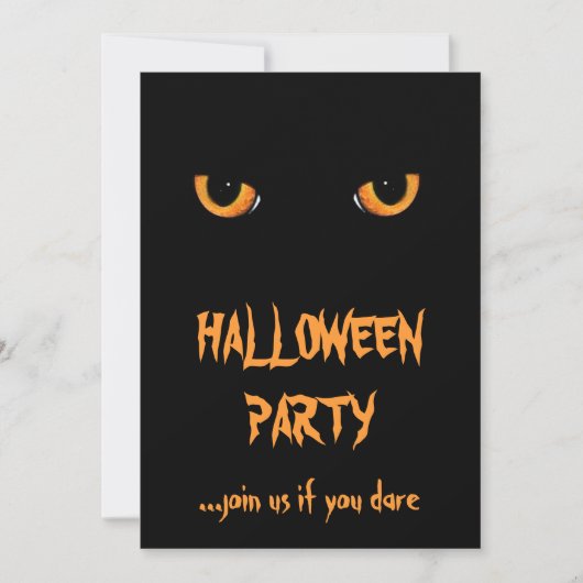 Zwarte Kat Halloween Uitnodigingen (Voorkant)