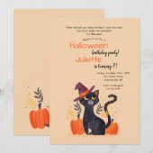 Zwarte kat Halloween verjaardagsfeest Kaart (Voorkant / Achterkant)