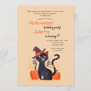 Zwarte kat Halloween verjaardagsfeest Kaart