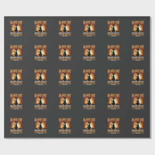 Zwarte Kat Halloween Vertrouwd Vintage Kerkhof Des Cadeaupapier