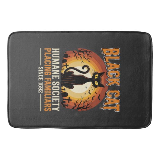 Zwarte Kat Halloween Vertrouwd Vintage Kerkhof Ont Badmat (Voorkant)