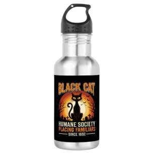 Zwarte Kat Halloween Vertrouwd Vintage Kerkhof Ont Waterfles