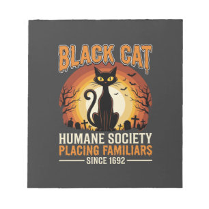 Zwarte Kat Halloween Vertrouwde Vintage Kerkhof On Notitieblok