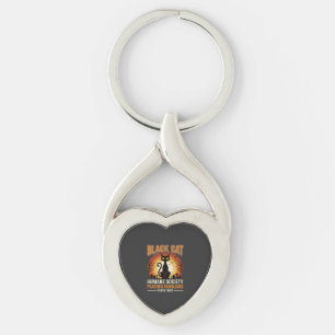 Zwarte Kat Halloween Vertrouwde Vintage Kerkhof On Sleutelhanger