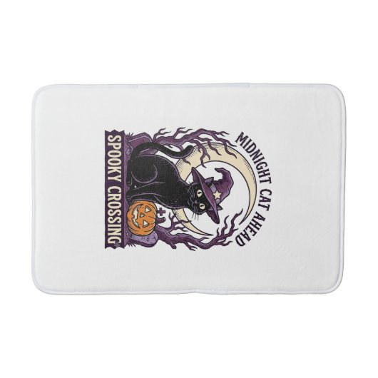 Zwarte Kat Halloween Vintage Gravure Pompoen Kat Badmat (Voorkant)